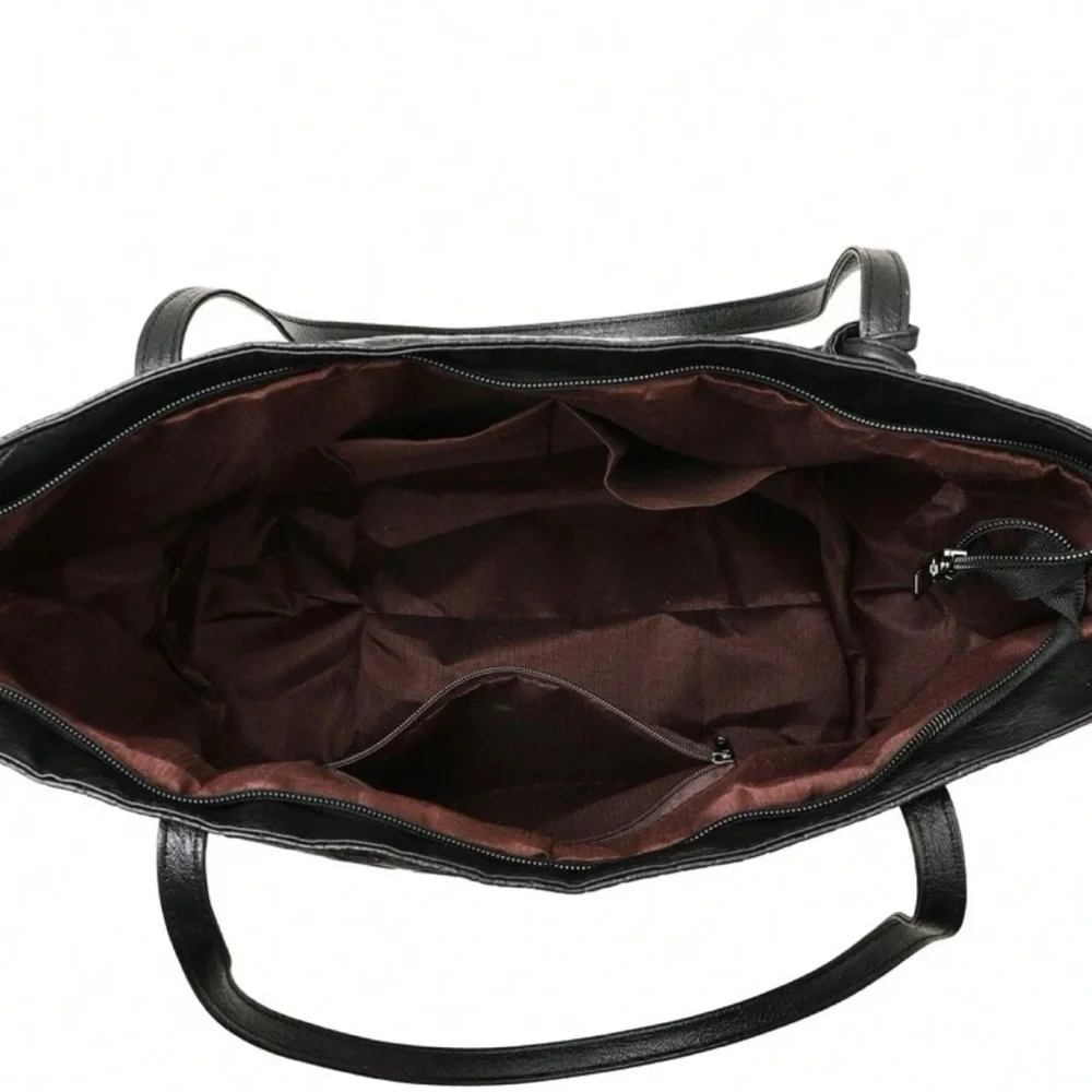 Black Embossed Skull Tote Bag - Stylish Women's Shoulder Bag